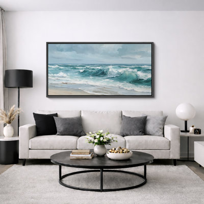 Impression sur toile encadrée, "Ocean Wave Seascape Coastal Nature", très grandes photos
