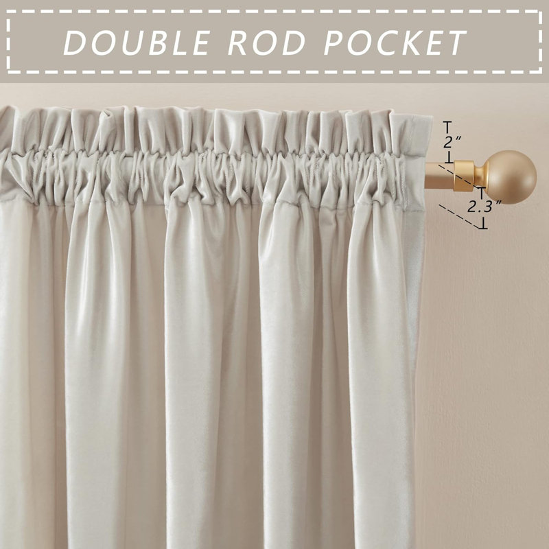 Velvet Room Darkening 70%-85% Curtains Rod Pocket Window elegant Drapes, Decor Curtains for Bedroom Living room (Set of 2)