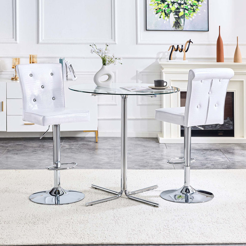 Ensemble de table de bar avec tabourets réglables Modern, Blanc