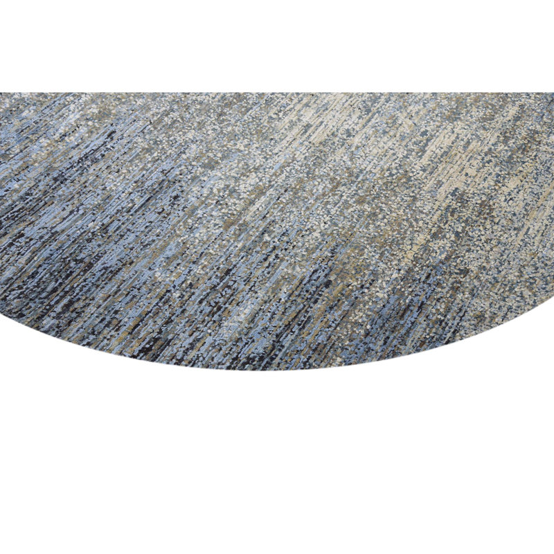 Hand Knotted Abstract Area Rug in Blue/Gray