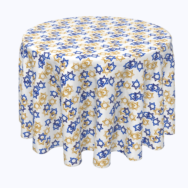 Bodenheim Geometric Round Hanukkah Tablecloth, 60" L x 60" W