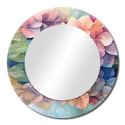 Abstract Hydrangea Summer Reflection I - Floral Decorative Mirror Wall Art - Printed On Metal