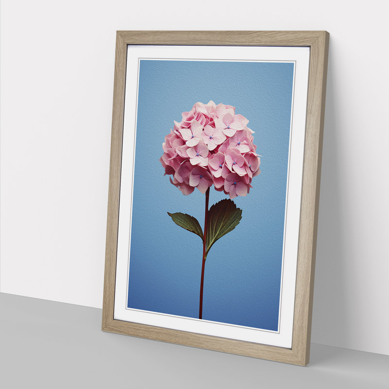 Hydrangea Minimalism Art - Framed Print, 64cm H x 46cm W x 2cm D, Oak Framed