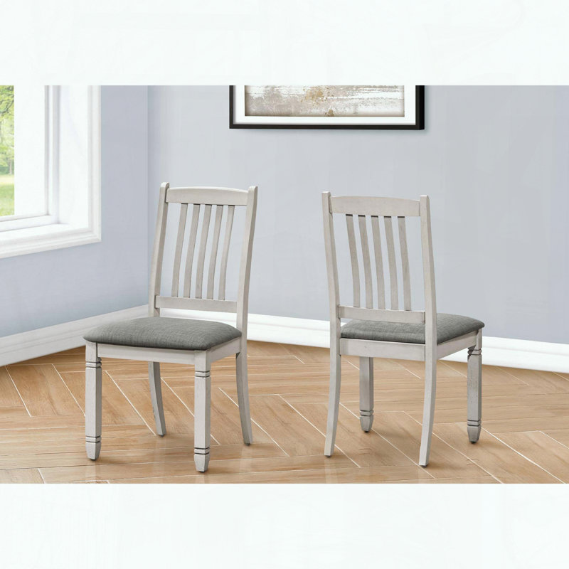 Ensemble de 2 chaises de salle à manger transitionnelles - Gris antique - Tissu gris - Hauteur 38 po