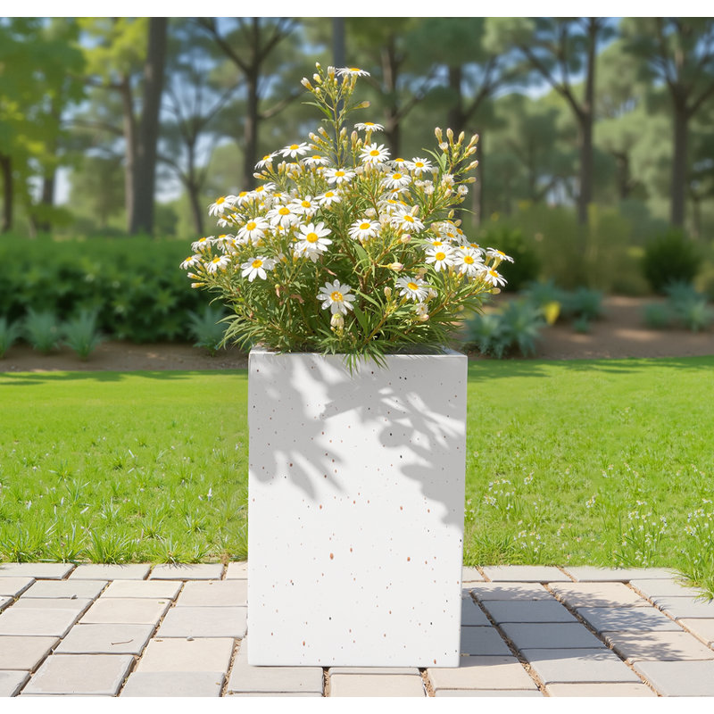 Boîte à fleurs blanche rectangulaire H 20 '' faite à la main - design minimaliste moderne