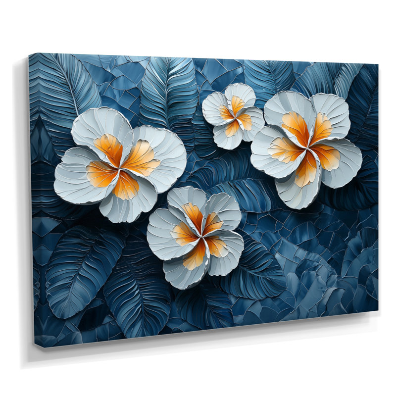 Coel, harmonie dorée d'Hibiscus la nuit - art mural d'hibiscus pour le salon, H 30 po x l 40 po, Toile tendue