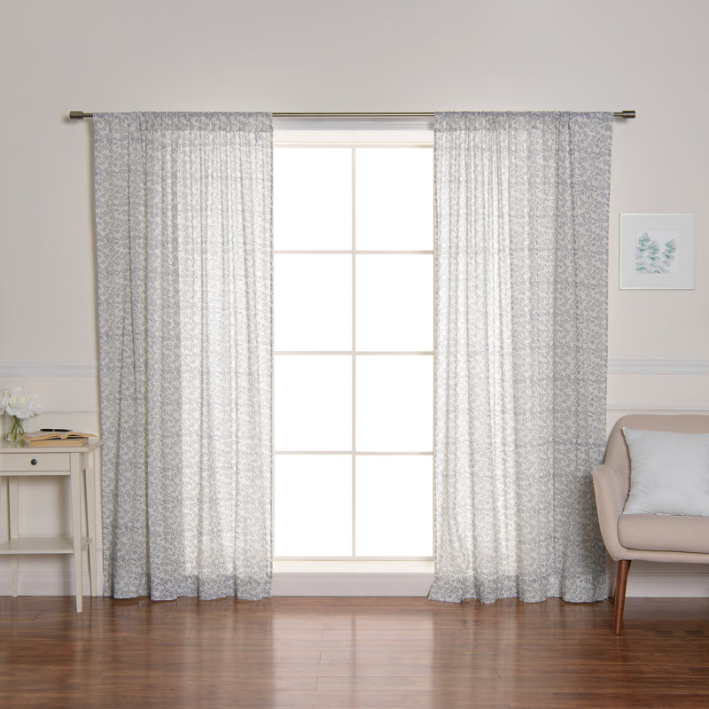 Glenn Cotton Semi Sheer Curtain Panel Pair