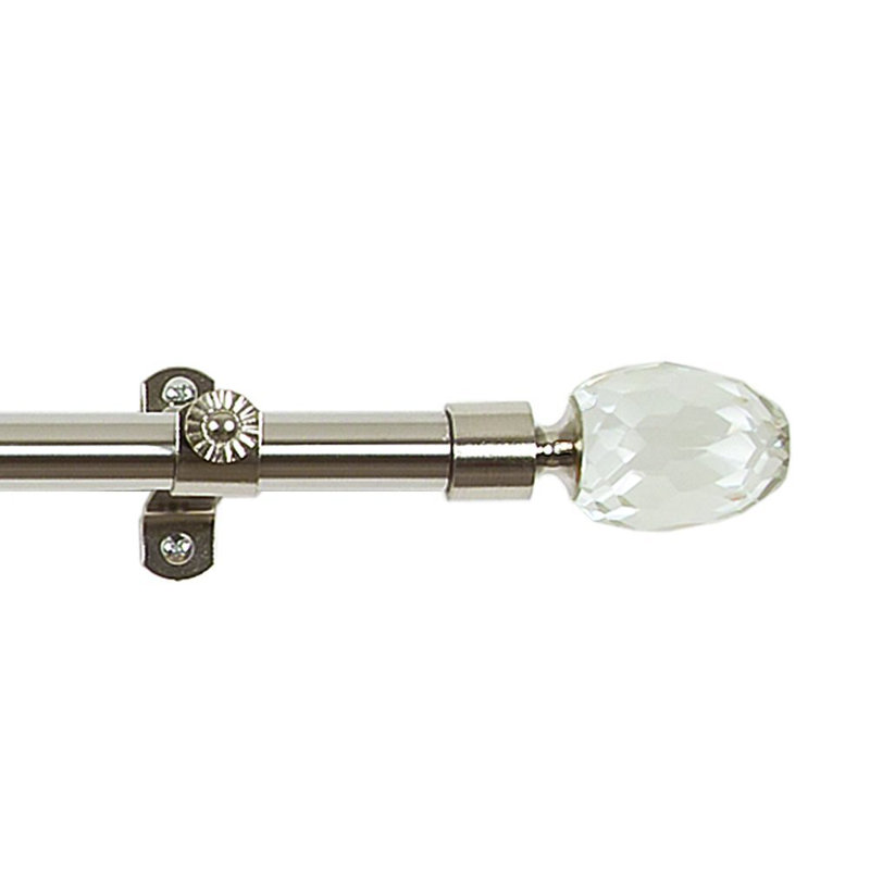 Tringle à rideaux à fenêtre simple décorative de 0,75 pouce de diamètre pour fenêtre / draperie ajustable avec faîteaux en cristal Woven Trends