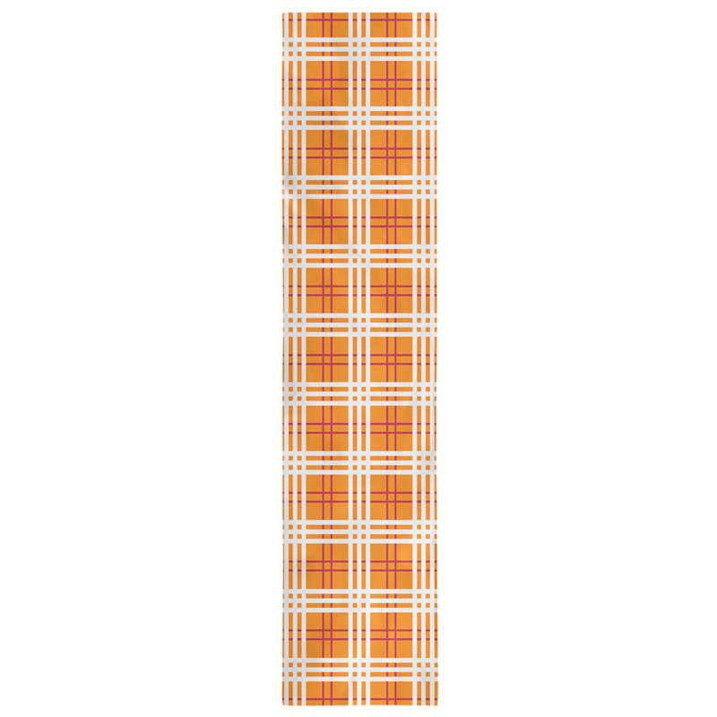 Chemin de table en polyester payant, L 90 po x l 16 po, Orange; rouge; blanc