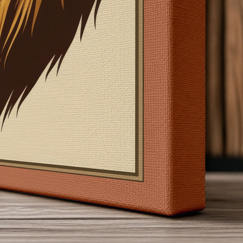 Noble Lion Rustic - Wrapped Canvas, 24x16 - 61.0 x 40.6 cm, Terracotta Border