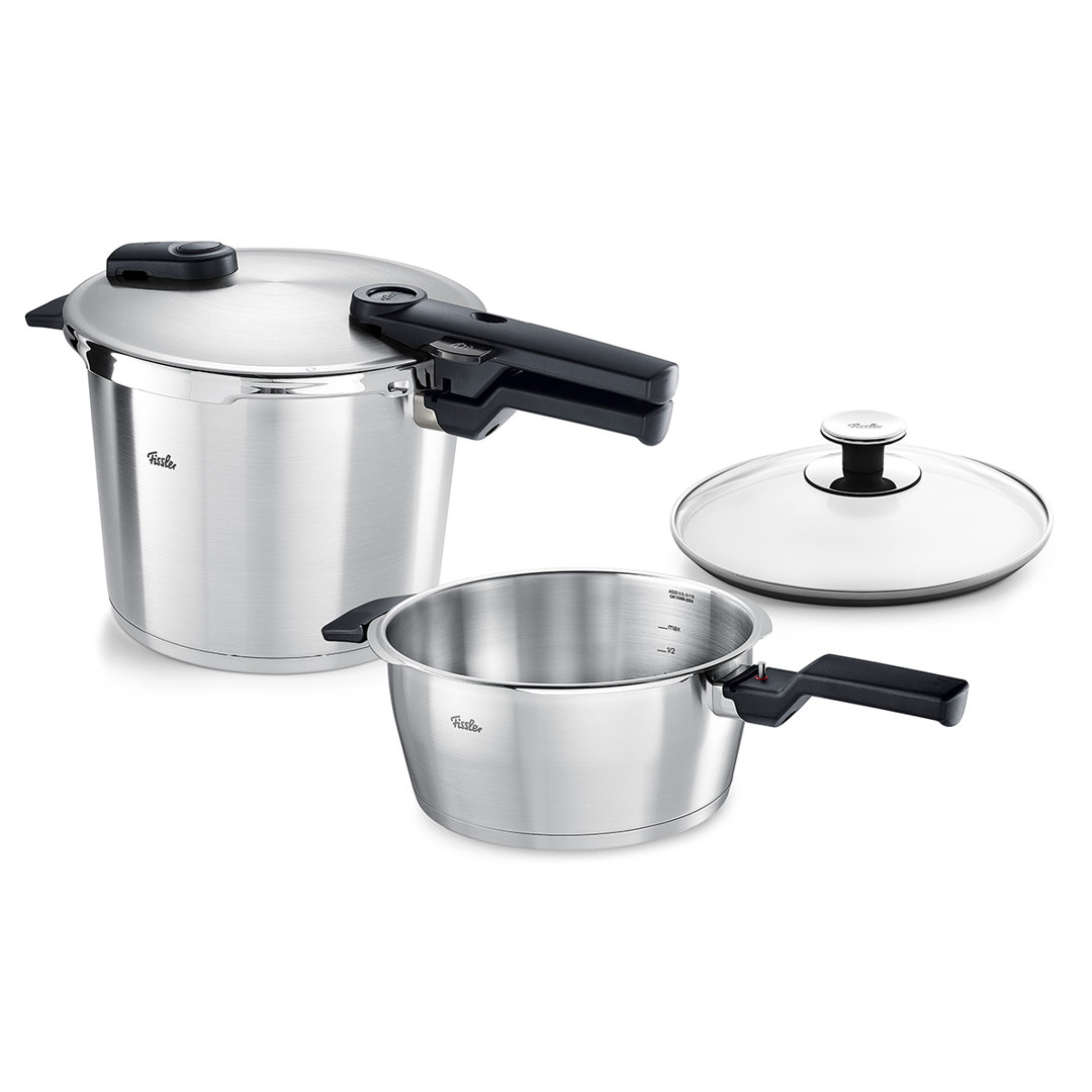 Fissler® Vitaquick® Premium 3-piece Set, 3.7 Quart And 6.3 Quart Pressure Cooker + Glass Lid Fissler