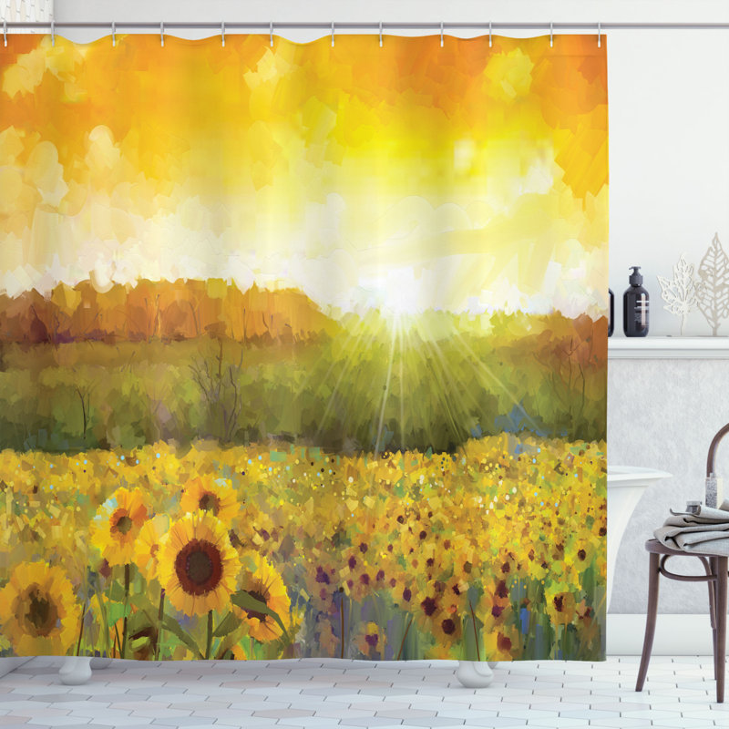 Ensemble de rideau de douche et crochets Sunflower, H 75 po x l 69 po