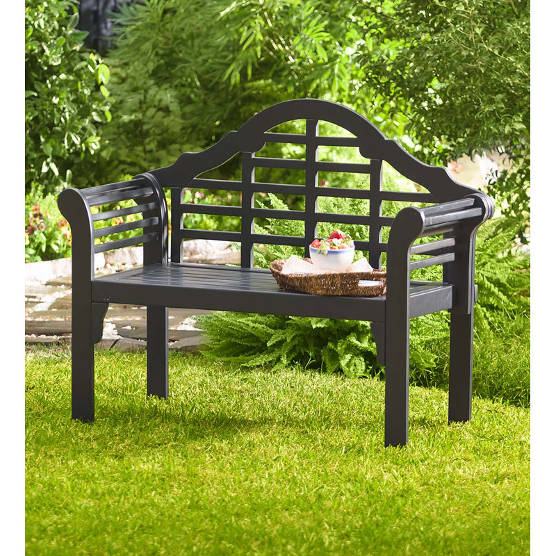 48" W Lutyens Eucalyptus Wood Garden Bench, Black