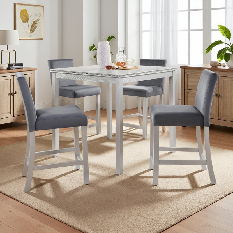 Ensemble de chaises à hauteur de comptoir pour 4 personnes, chaise de cuisine avec siège rembourré, tabouret de bar à hauteur de comptoir pour salle à manger