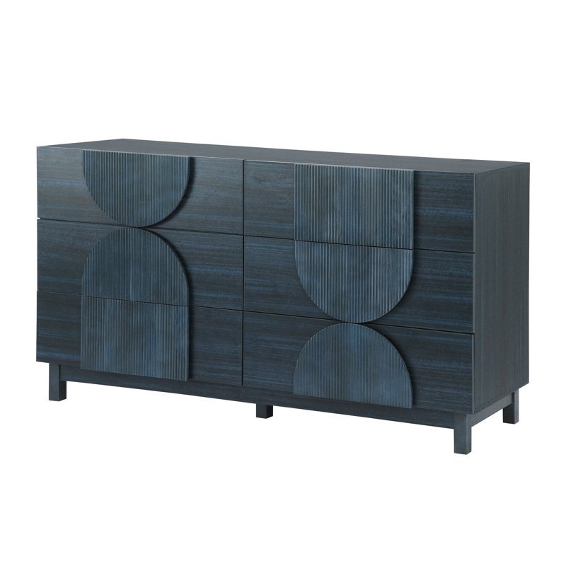 Commode double 6 tiroirs, Bleu