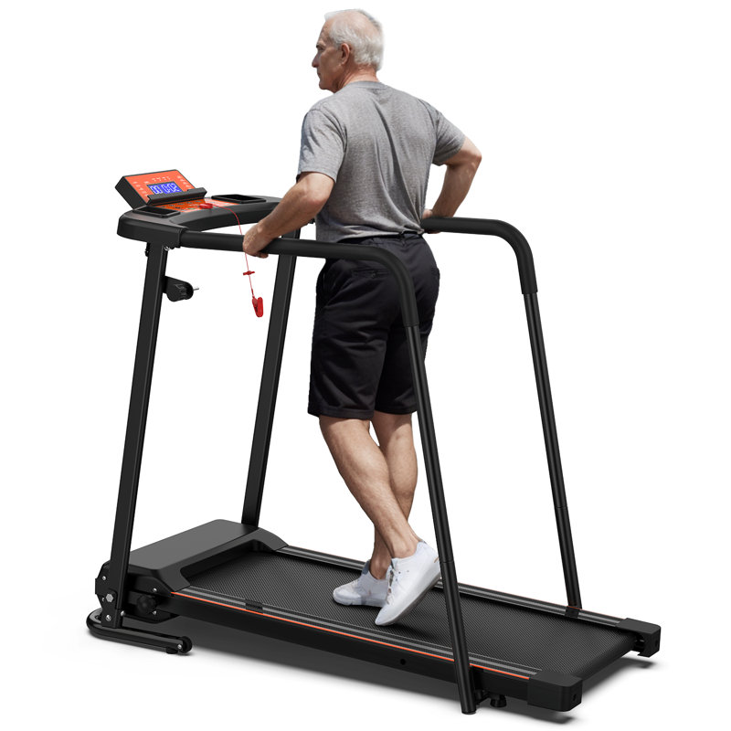 Folding Treadmill for Home, 0.5-6.0HP Portable Running Machine with 12 Preset Programs, LED Display, Easy Move Wheels
