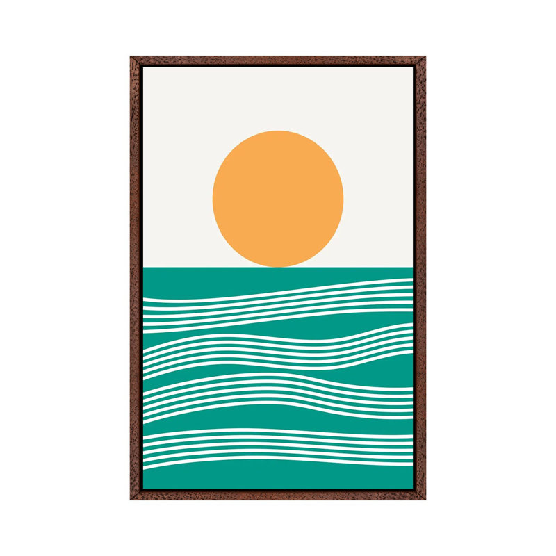 Abstract Landscape XVIC - Print on Canvas, 101.6 cm H x 66.04 cm W, Silver/White/Corn, Brown Framed