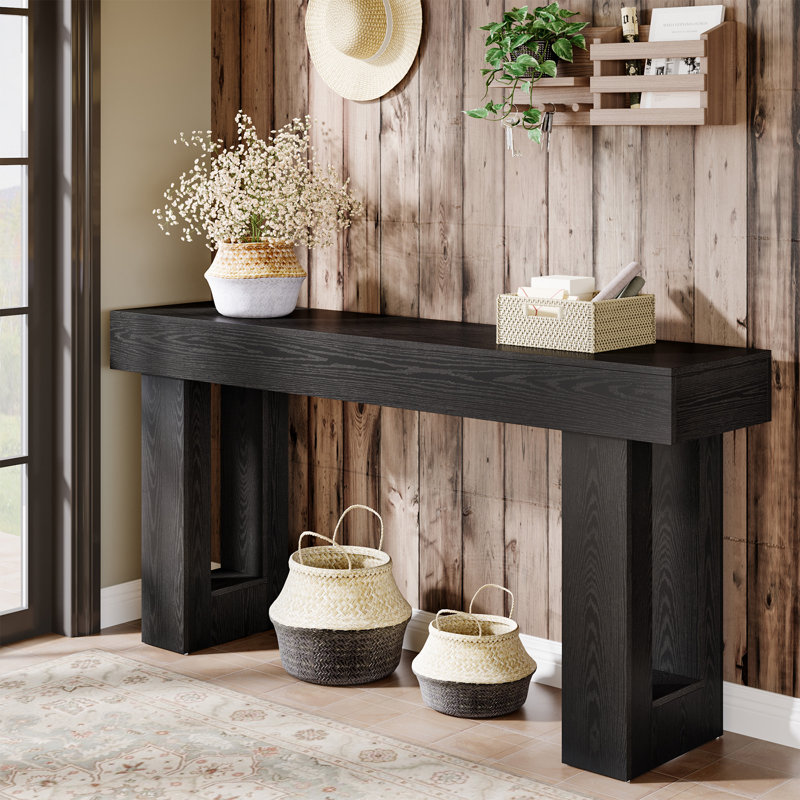 Black 63-Inch Modern Wood Console Table for Entryway