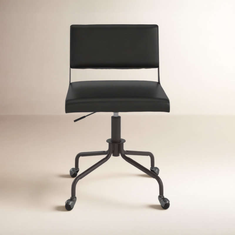 Davis Swivel Task Chair, Black Faux Leather