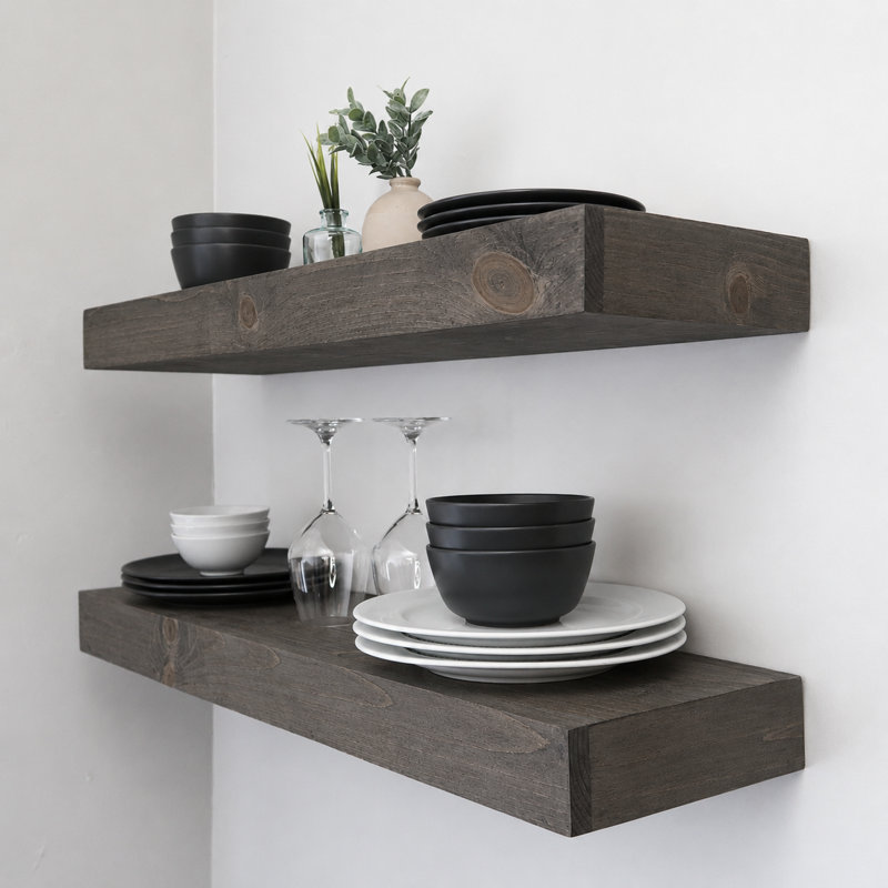 Tablettes flottantes Arzhin Pippi, Gris, H 3 po x l 24 po x P 10 po
