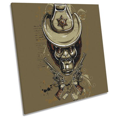 Gorilla Monkey Cowboy Sheriff - Wrapped Canvas Print