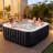6-Person Inflatable Hot Tub Spa with 130 Bubble Jets, Square Portable Heated Spa with Cover, Ground Mat & Filter Cartridges, 73" x 73", US Plug-127390983-127390980