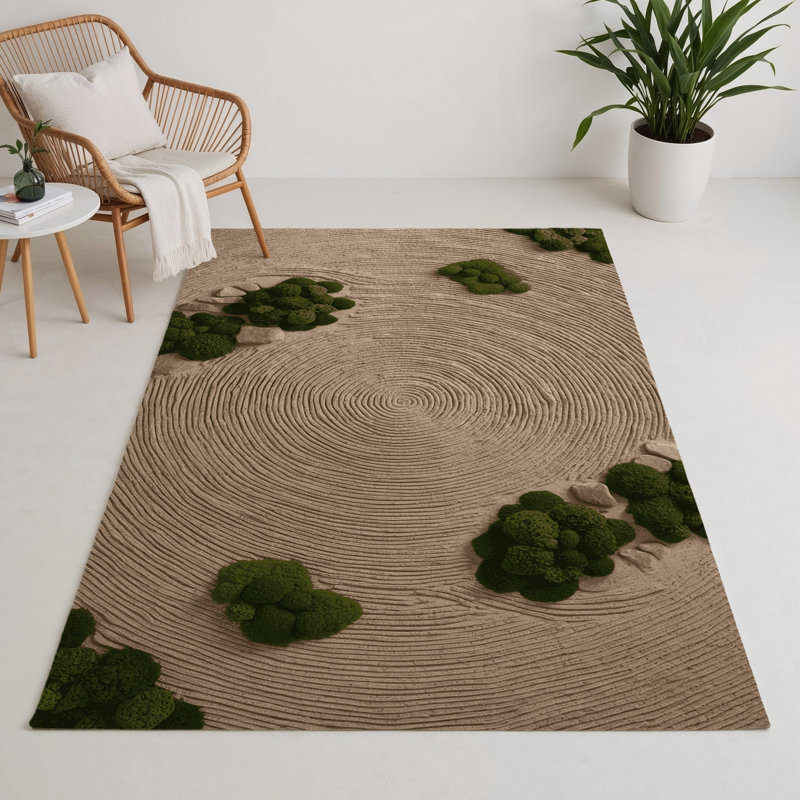 Tapis d'intérieur et d'extérieur brun Botanical, Rectangle 5 pi x 7 pi