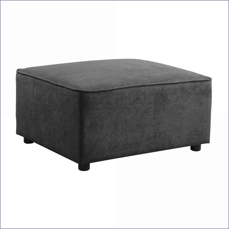 Repose-pieds contemporain gris doux rembourré avec assise serrée | Salon | Cadre en bois