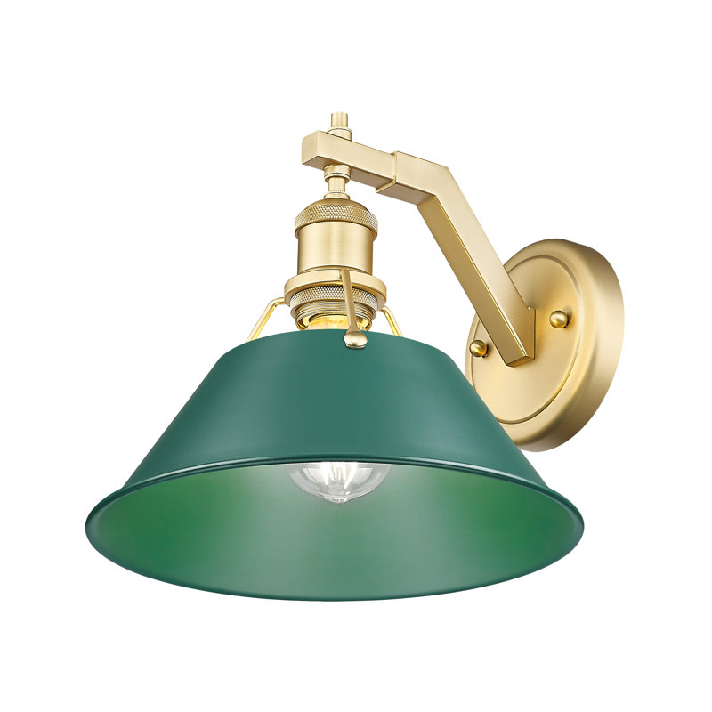 Orwell 1-Light Wall Sconce in Aged Brass with Pine Green, Brushed Champagne Bronze