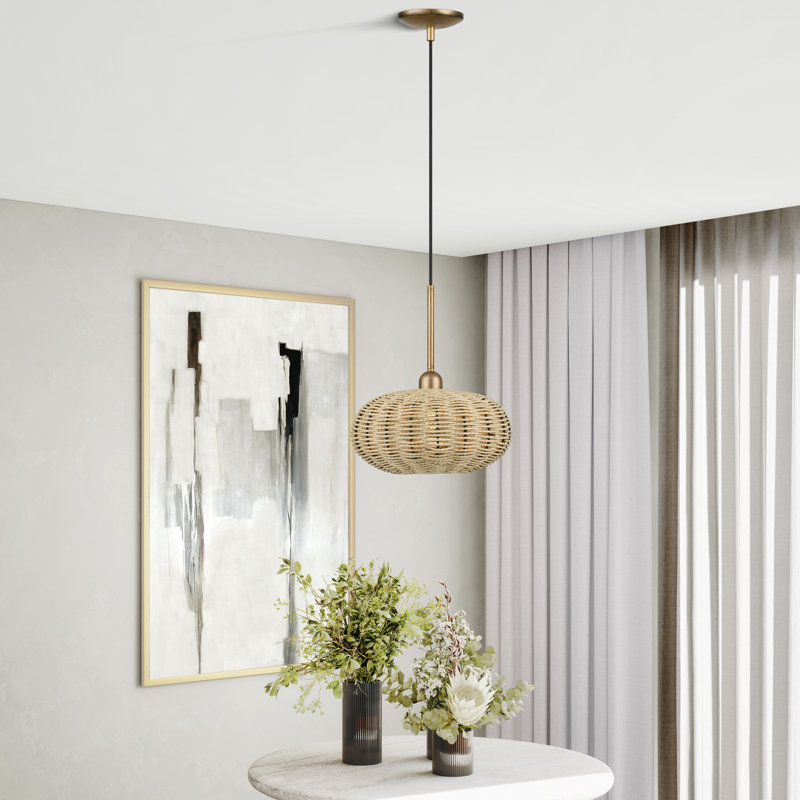 Luminaire suspendu feuille d'or antique 1 lumière Aliane