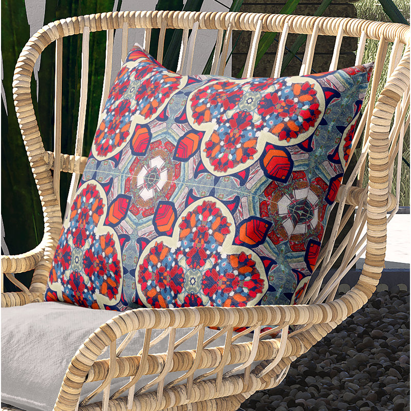 Housse de coussin carré et insert, 16" x 16", Rouge / orange / bleu