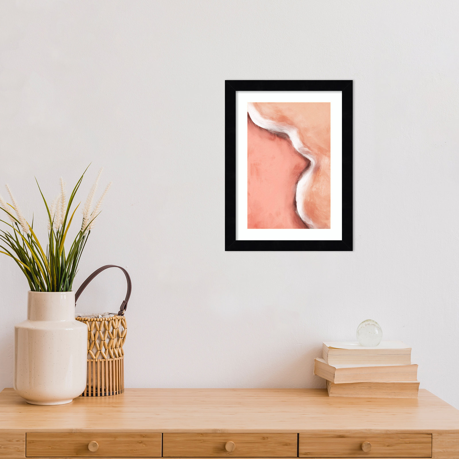 Galya "Peachy Wave" Print by Treechild, Black, 13" H x 10" W