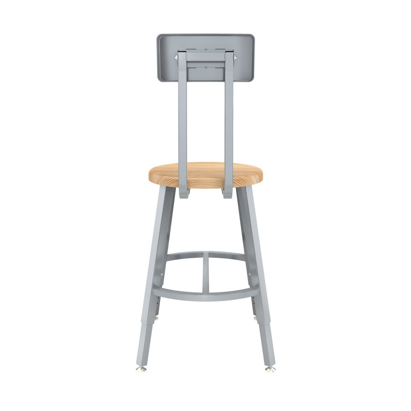 Tabouret industriel / de hauteur fixe avec dossier, H 26 po