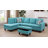 Black Grey Sackcloth Fabric L style Left Hand Facing Living Room Sofa Set, with ottoman-88076961-87463989