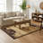 Rustic Cabin Area Rug with Woodland Animal Design, Brown Beige Outdoor Wildlife Motif Carpet