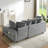 Sectional Sofa L-shaped Sofa Upholstered with Ample Storage Space, Movable Ottoman and Six Throw Pillows for Living Room-1696386702