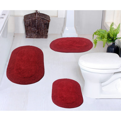 Yashvi Double Ruffle Oval 100% Cotton Piece Bath Rug Set