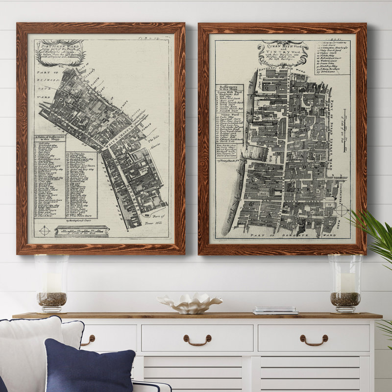 Quays of London III - ensemble de 2 peintures encadrées, H 31,5 po x l 47 po x P 1,5 po, Toile encadrée érable