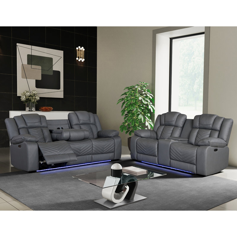 Yepez Gray 2pc Sofa-loveseat Set