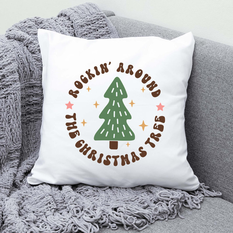 Christmas-03_4 Polyester/Polyester Blend Reversible Throw Pillow, 18" x 18"