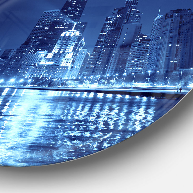 Photographie « chicago horizon night » Cityscape, H 11 po x l 11 po x P 1 po, Métal