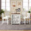 Ensemble de salle à manger 5 pièces à hauteur de comptoir avec tablette de rangement, bois massif, blanc éclatant, style maison de campagne, 4 places