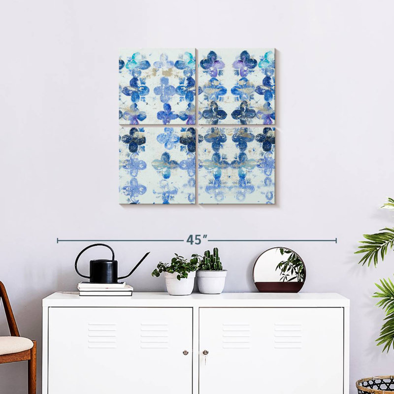 Avery Blue Quatrefoil I, 74" H x 74" W
