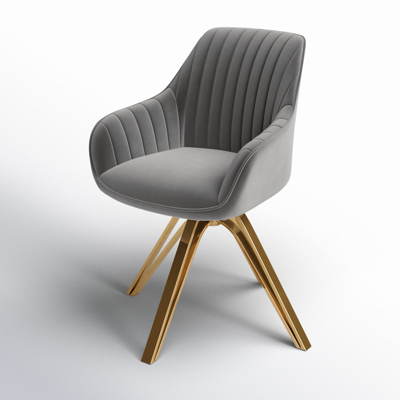 Brilliana Velvet Swivel Accent Chair, Golden, Gray Velvet
