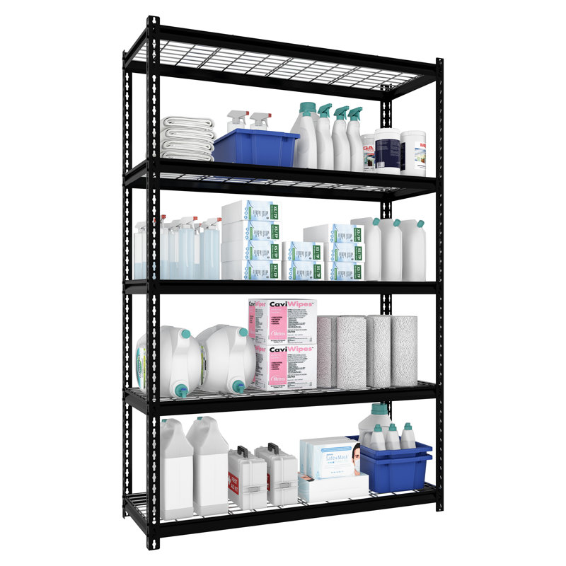 Poteau Metal Height -Adjustable Shelving Unit, 72" H x 48" W x 18" D