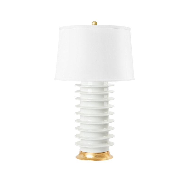 Elektra Table Lamp, Gold/White
