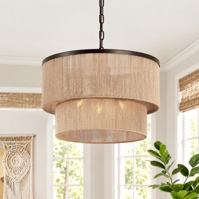 18" 3-Light Handwoven Rope Drum Chandelier