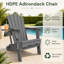 Chaise Adirondack pliante grise en PEHD résistante aux intempéries avec porte-gobelet pour terrasse et jardin-121972743