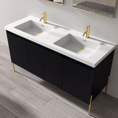 Raelynne 60.9'' Double Bathroom Vanity with Resin Top