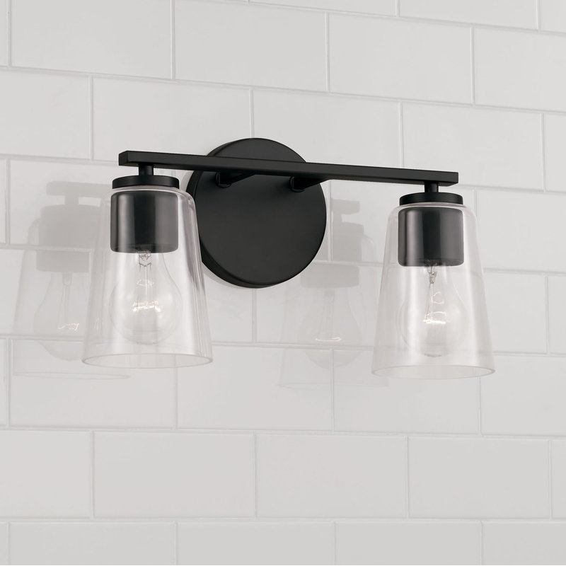 Éclairage pour meuble-lavabo à intensité variable à 2 lumières, Noir mat